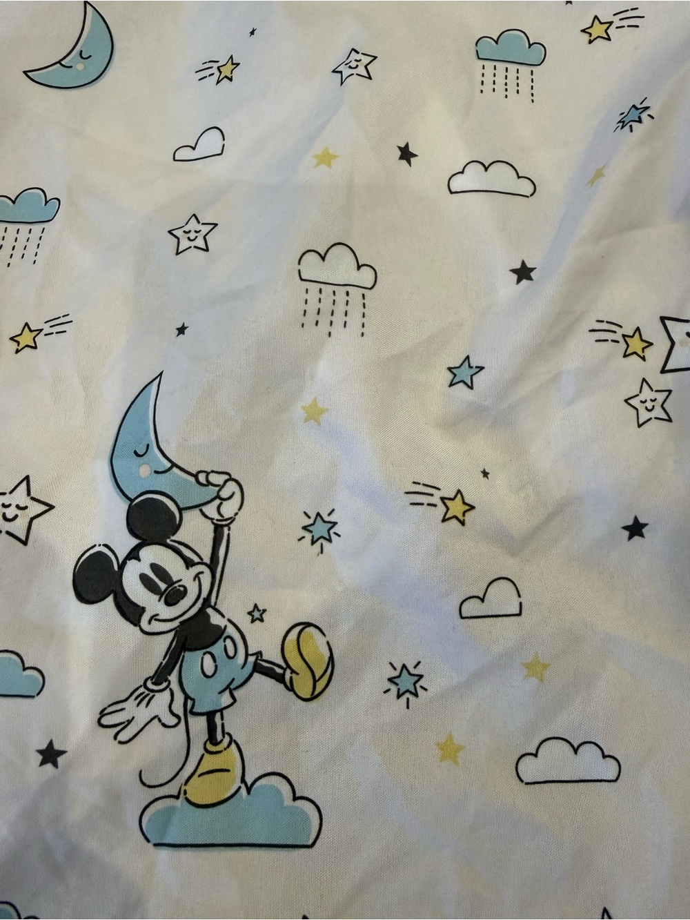 Disney Mickey Mouse Nursery Sheet in Light Blue, Yellow, Black